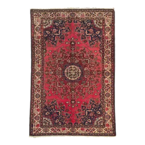 Vintage Red Persian Hamadan Rug - 04'06 X 06'09