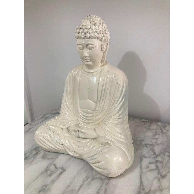 Asian Ivory Patina Buddha Statue For Sale - Image 3 of 12