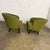 Wood Mid-20th Century Art Deco to Mid-Century Modern Green Bucket or Barrel Style Accent or Lounge Chairs a Pair For Sale - Image 7 of 12