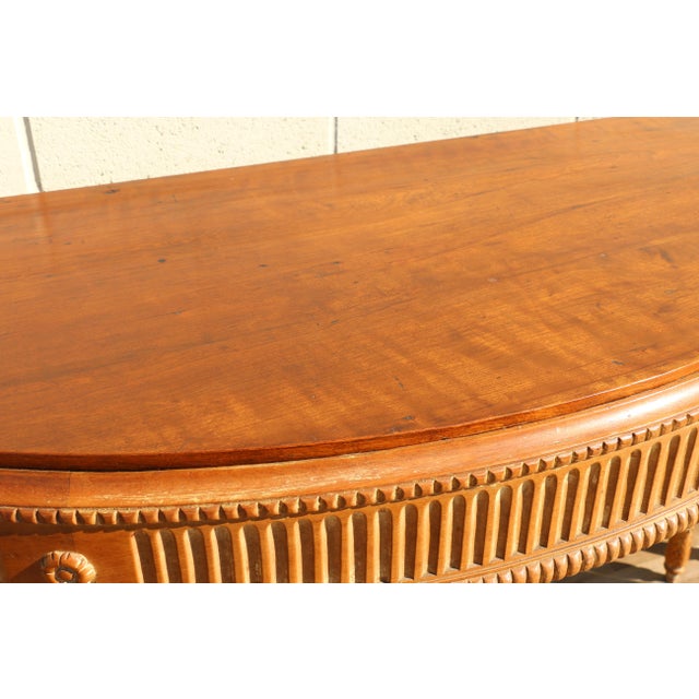 Antique 1920s Neoclassical Carved Fruitwood Demi-Lune Console Tables - Pair For Sale - Image 10 of 18