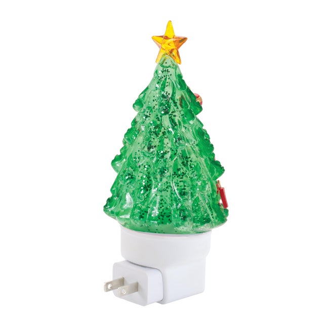 Contemporary Christmas Tree Snow Globe Night Light 7"H For Sale - Image 3 of 3