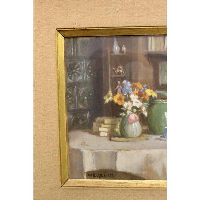 Wegelin, Interior Decor in La Cuche, 1950s, Gouache on Cardboard For Sale - Image 4 of 9