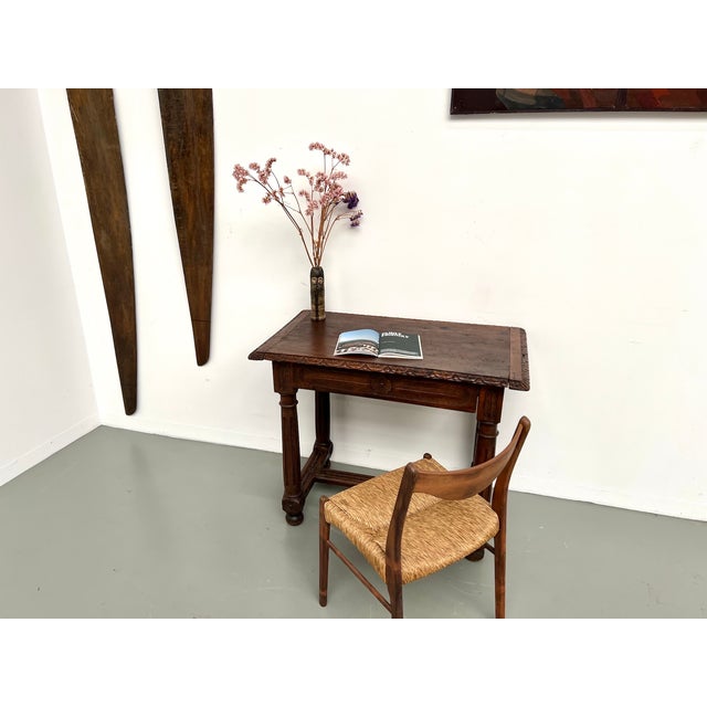 Small Carved Oak Writing Table, 19th Century For Sale - Image 18 of 18