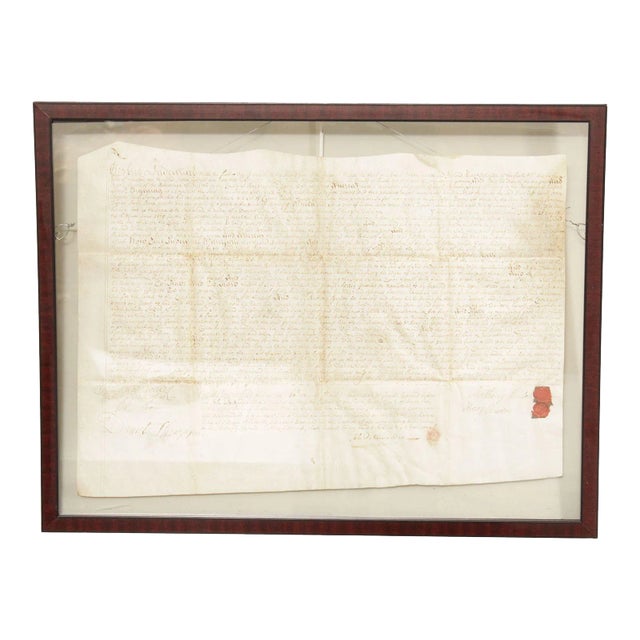 Antique 18th Century Bucks County PA Indenture Deed, Custom Framed For Sale