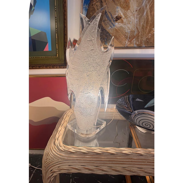 1970s Modern Acrylic Flame Table Lamps, Maison Roigier Attributed, Pair Offered for sale is a pair of 1970s acrylic flame...