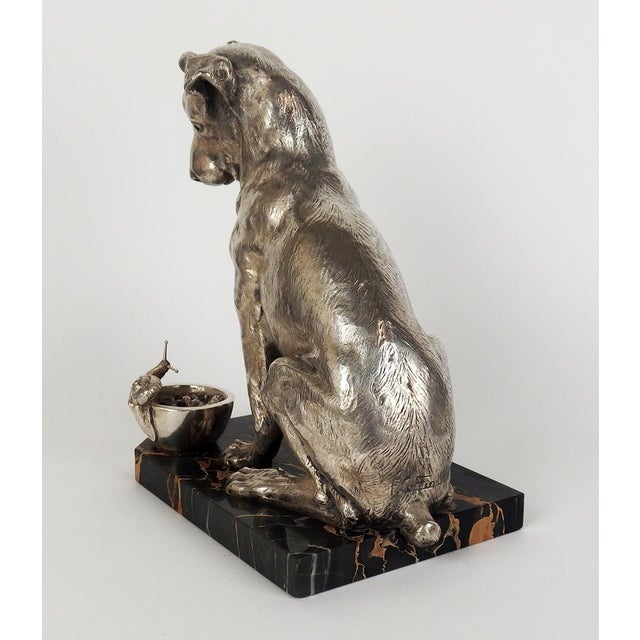 F Coffin, Jack Russell Dog Sculpture, 1920s, Bronze and Marble For Sale - Image 6 of 14