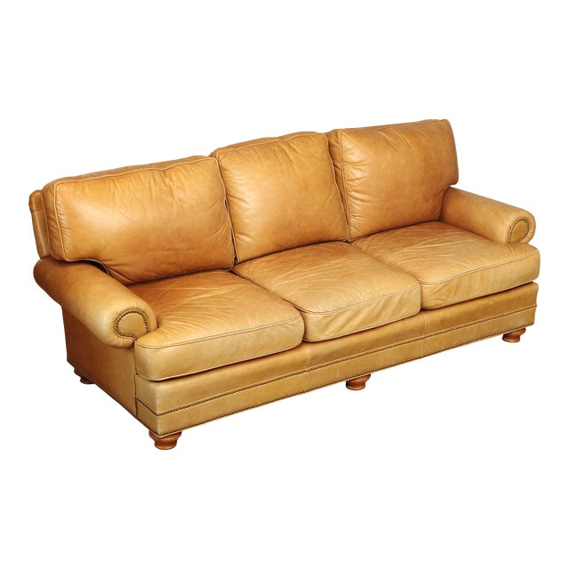 Early 21st Century Leathercraft Traditional Tan Leather Upholstered