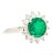 GRS-certified platinum engagement ring, centering a 3.02-carat natural emerald and 1 carat total natural diamond halo. The...