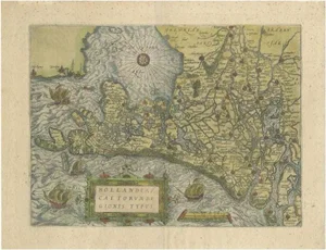Antique Map of the Netherlands by Guicciardini, 1582