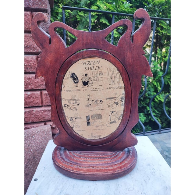 Art Deco Wooden, Movable Standing Mirror with 2 Swans on the Sides, 1930s For Sale - Image 6 of 8