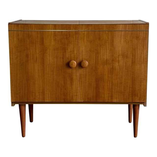 Vintage Danish Modern Teak Storage Cabinet Credenza on Tapered Legs For Sale