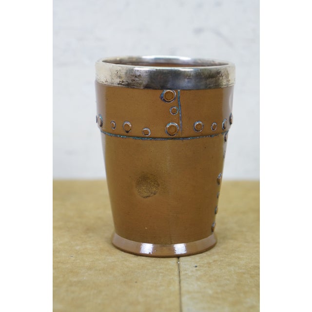 Late 19th Century Antique Doulton Lambeth Sterling Silver Silicone Copper Beaker Shot Glass 4" For Sale - Image 5 of 11