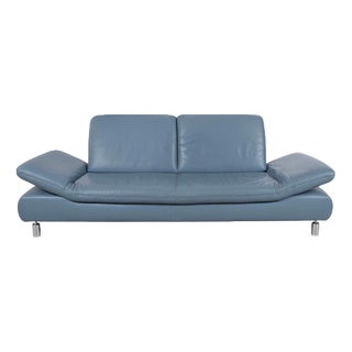 Blue Leather Rivoli Three-Seater Sofa with Manual Function from Koinor For Sale