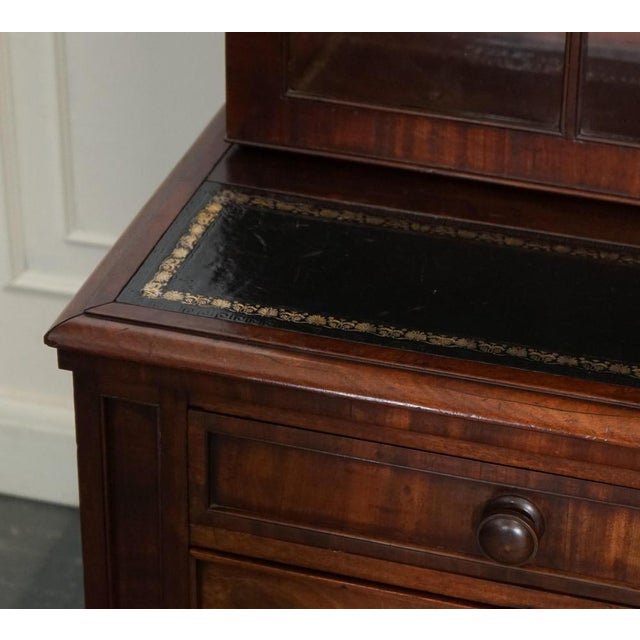 Dresser Bookcase Display Cabinet on Chest of Drawers with Black Leather Top For Sale - Image 5 of 18