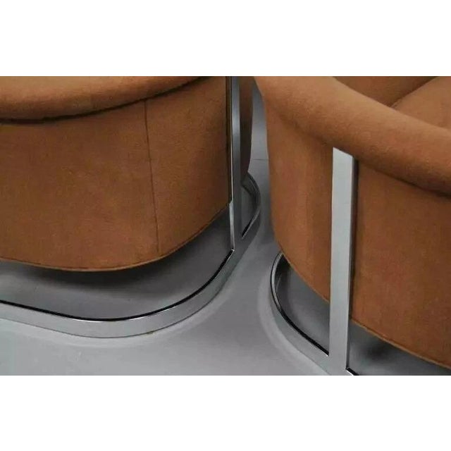 Mid Century Modern Milo Baughman Chrome Barrel Back Club Lounge Chairs - A Pair For Sale - Image 9 of 10