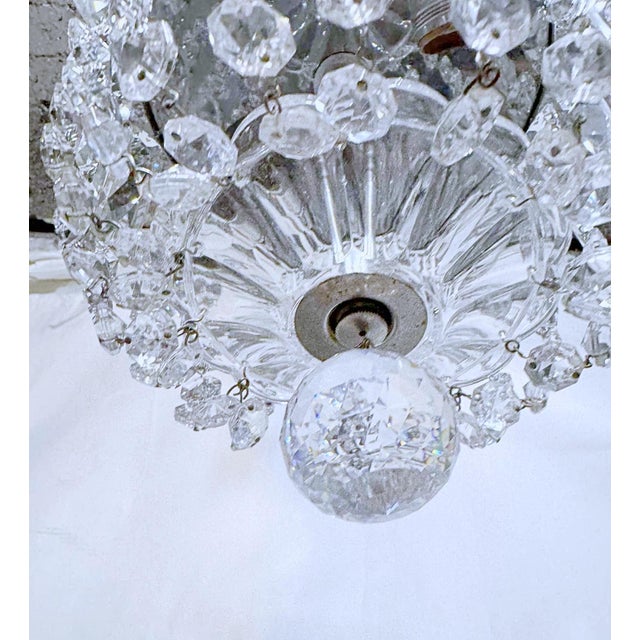 Vintage Silver Crystal Basket Pendant Light For Sale - Image 4 of 7