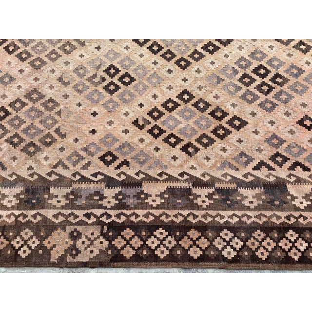 Textile Vintage Oversized Terracotta Geometric Wool Kilim Rug For Sale - Image 7 of 14