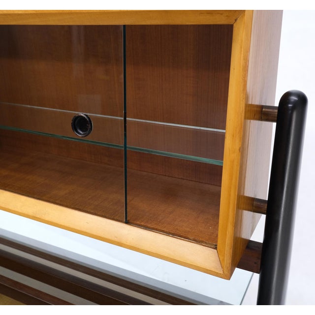 Mid-Century Modern Bi Level Long Credenza Server Dresser Cabinet Ebonized Legs For Sale - Image 14 of 18