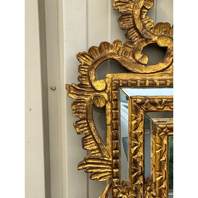 Baroque Mid-Century Italian Carved Giltwood Baroque Style Wall Mirror Danby of New York For Sale - Image 3 of 7