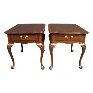 Ethan Allen Queen Anne Cherry Side Tables – Pair For Sale