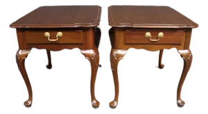 Ethan Allen Queen Anne Cherry Side Tables – Pair