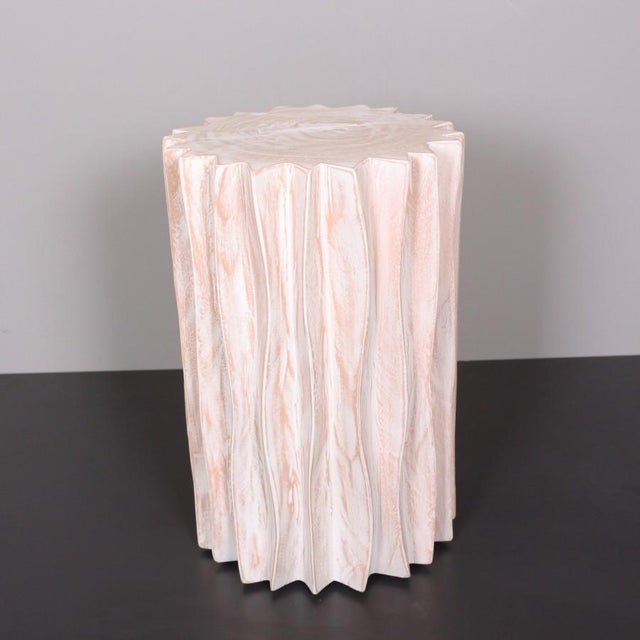 Mala Round Oak Wood Side Table For Sale - Image 4 of 5