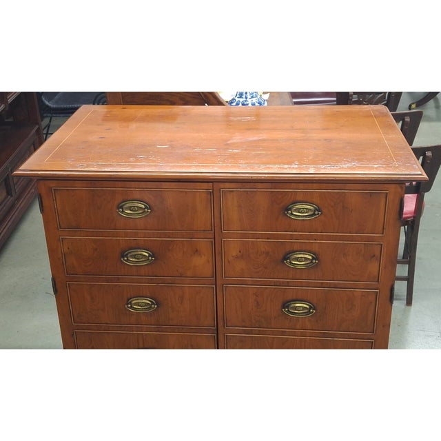 Wood Late 20th Century Federal Style Yew Wood Double Door Side Cabinet For Sale - Image 7 of 11