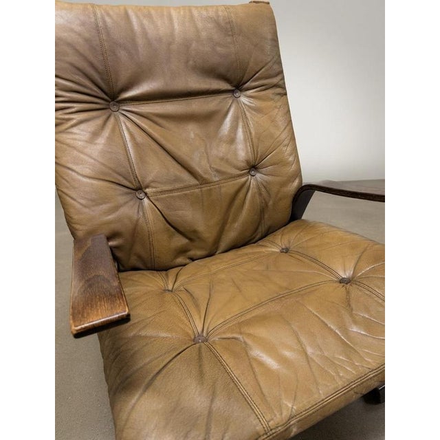Brown Norwegian Lounge Chairs with Ottoman by Elsa & Nordahl Solheim, Set of 3 For Sale - Image 8 of 9