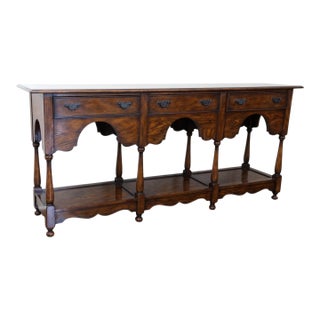 Vintage Theodore Alexander Welsh Style Oak Console Table/Sideboard With Three Drawers For Sale
