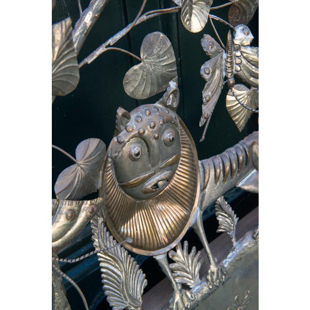 Sergio Bustamante Signed Bustamante Brass Fireplace Screen / Wall Animal Sculpture - Set of 3 For Sale - Image 4 of 13