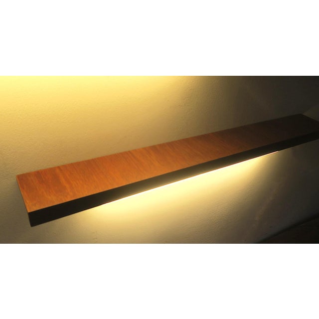 Mid-Century Modern Danish Teak Narrow Shelves with Wall Lights, 1960s, Set of 2 For Sale - Image 3 of 9