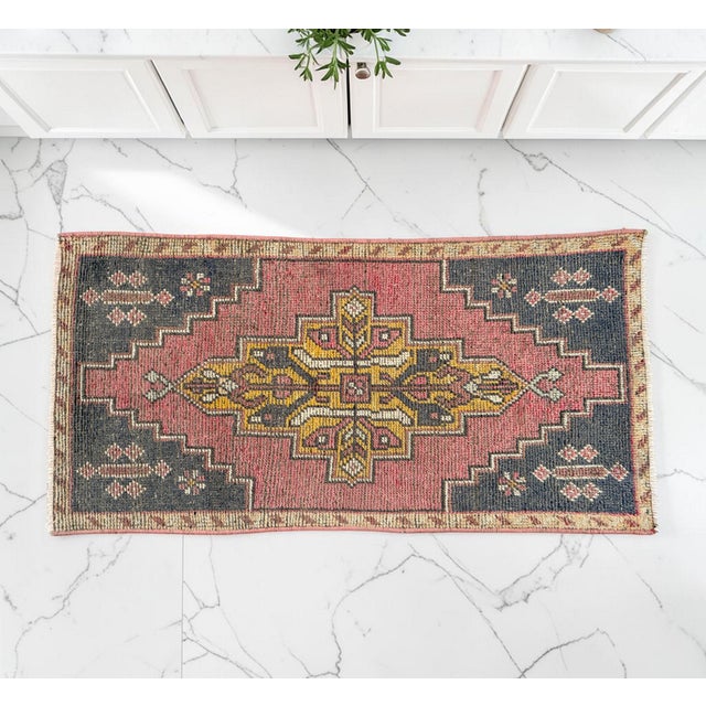 Hollywood Regency Hand Knotted Door Mat, Entryway Rug, Bath Mat, Kitchen Decor, Small Rug, Turkish Rug - 1′9″ × 3′6″ For Sale - Image 3 of 11