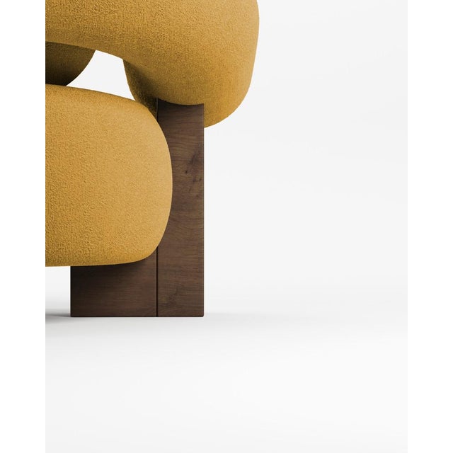 Cassete Armchair in Boucle Mustard and Smoked Oak by Alter Ego for Collector For Sale - Image 4 of 5