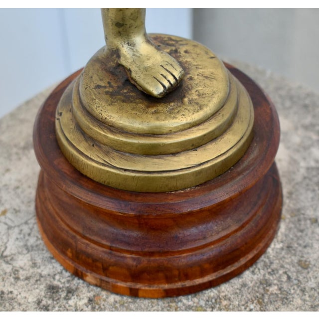 Bronze Antique French Style Bronze Cupid Figure on Wood Base For Sale - Image 8 of 12