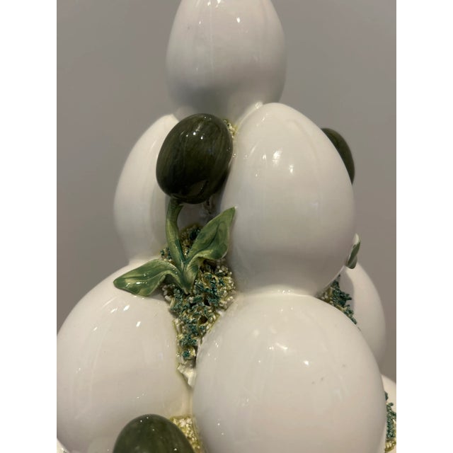 Vintage Italian Majolica Style Ceramic Egg Topiary Centerpiece For Sale - Image 9 of 10
