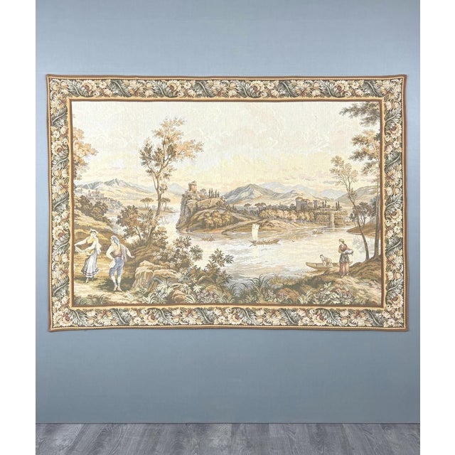 Large 20th Century Wall Tapestry in the style of Gobelins For Sale - Image 13 of 13