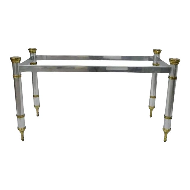 Vintage Maison Jansen Style Hollywood Regency Chrome & Brass Console Table Base For Sale