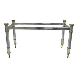 Vintage Maison Jansen Style Hollywood Regency Chrome & Brass Console Table Base