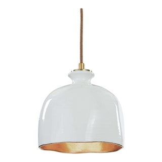 Regina Andrew Bianca Ceramic Pendant in Gloss White and Gold For Sale