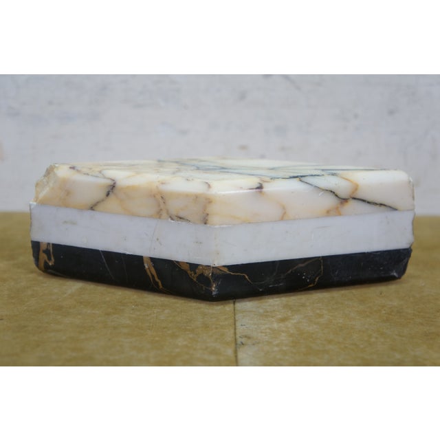 Mid 20th Century 20th Century MCM 3 Tier Layered Marble Paperweight Parallelogram Stone Block For Sale - Image 5 of 12