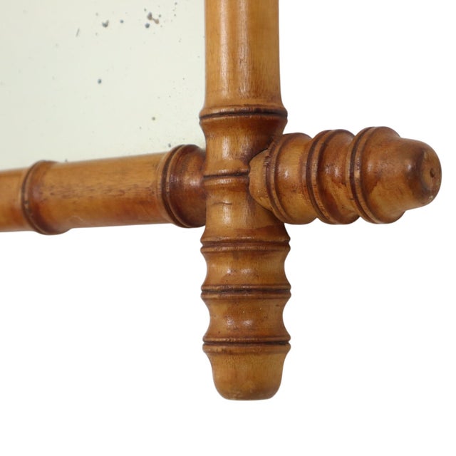 Antique Wooden Faux Bamboo Chinoiserie Mirror, 1890s For Sale - Image 9 of 14