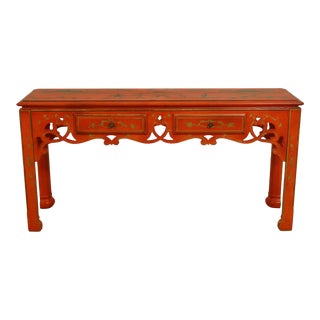 Chinoiserie Chippendale Paint Decorated Sofa Table For Sale