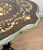 Celadon Vintage Italian Rococo Floral Marquetry Fruitwood Turtle Top Side Table For Sale - Image 8 of 12