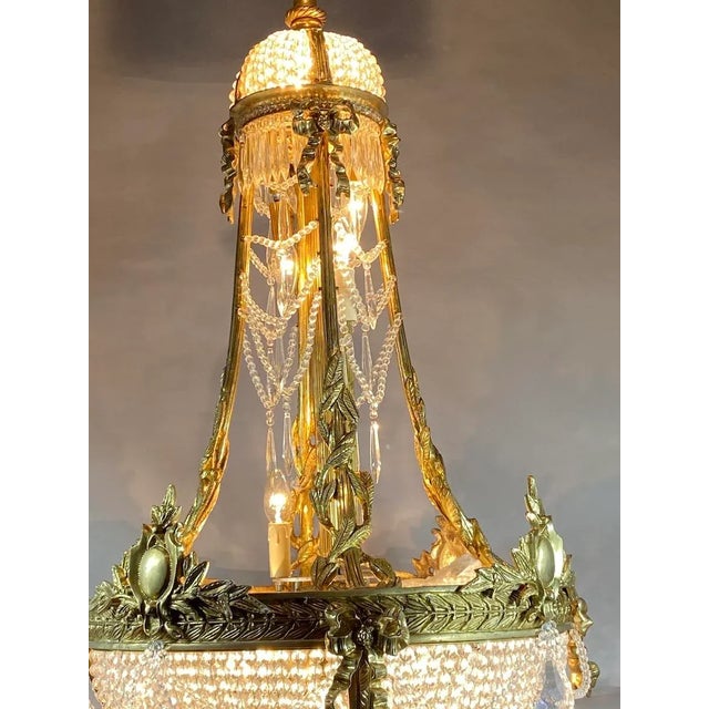 1860's French Empire Chandelier in Bronze With Crystal Accents For Sale - Image 11 of 12