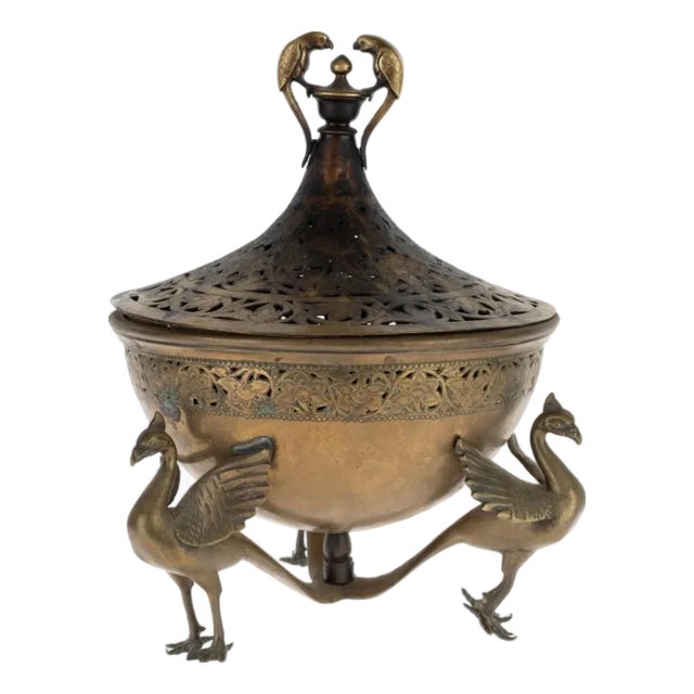 Antique Indian Pierced Bronze Incense Burner For Sale