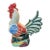Large Vintage Majolica Style Ceramic Rooster Figurine For Sale