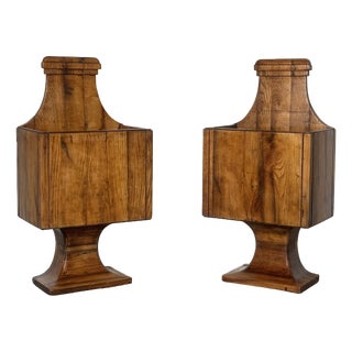 Rustic Oak Planters, 1960s, Set of 2 For Sale