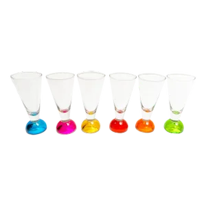 70's Retro-Mod Multi-Colored Bubble Base Cordial / Shot Glasses - 6 Pieces