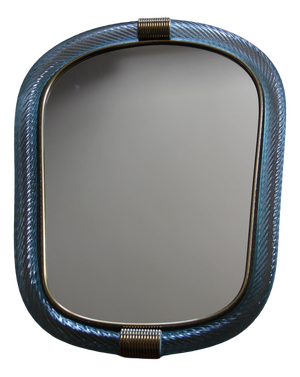 Twisted Sky Blue Murano Glass Mirror, 2000s