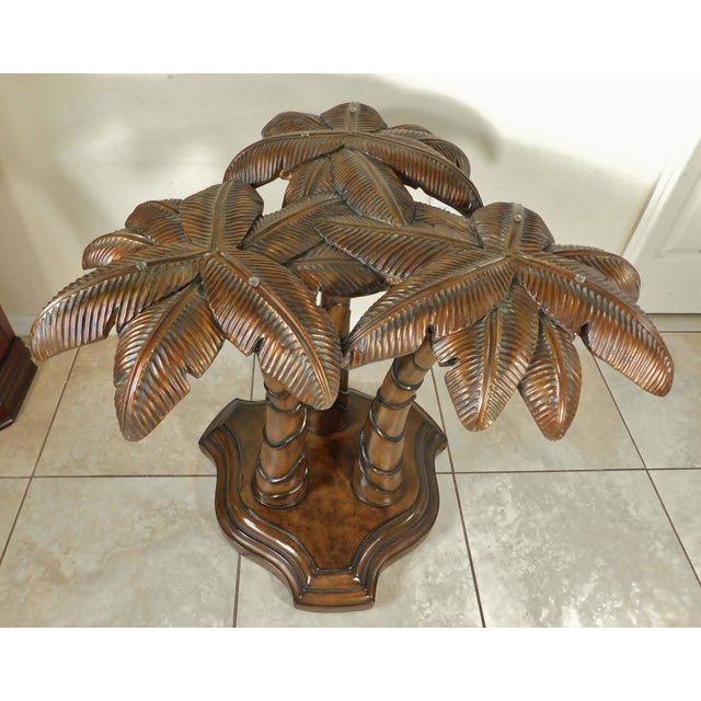 Vintage Palm Beach Regency Palm Tree Bronze Finish Dining Table 60